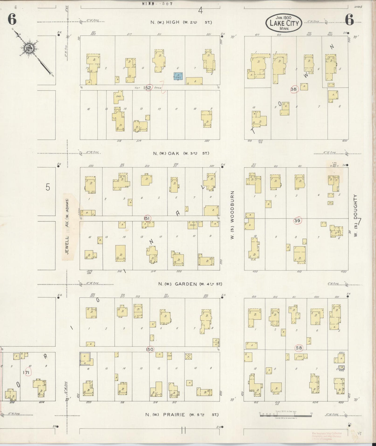 Sanborn Fire Insurance Map from Lake City, Wabasha County, Minnesota (1938), Sheet #0006 - Historic Sanborn Fire Insurance Map Print, vintage old map wall art, antique decor, genealogy gift, Minnesota Minnesota map