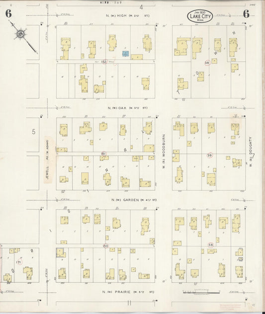 Sanborn Fire Insurance Map from Lake City, Wabasha County, Minnesota (1938), Sheet #0006 - Historic Sanborn Fire Insurance Map Print, vintage old map wall art, antique decor, genealogy gift, Minnesota Minnesota map