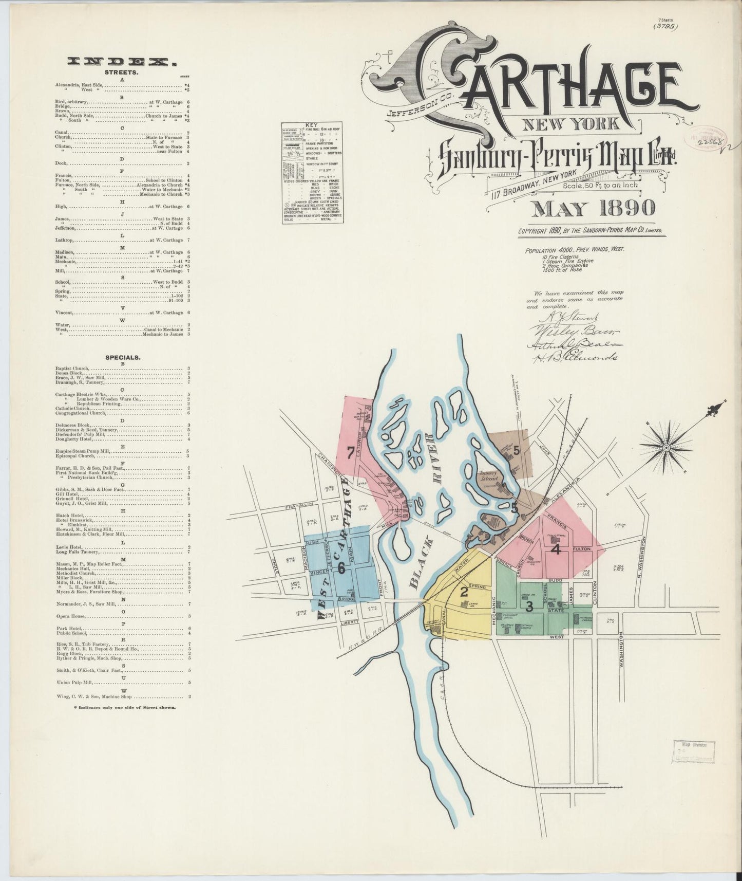 Sanborn Fire Insurance Map from Carthage, Jefferson County, New York. (1890) – Historic Sanborn Fire Insurance Map Print