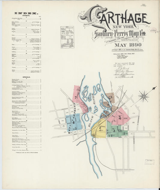 Sanborn Fire Insurance Map from Carthage, Jefferson County, New York. (1890) – Historic Sanborn Fire Insurance Map Print