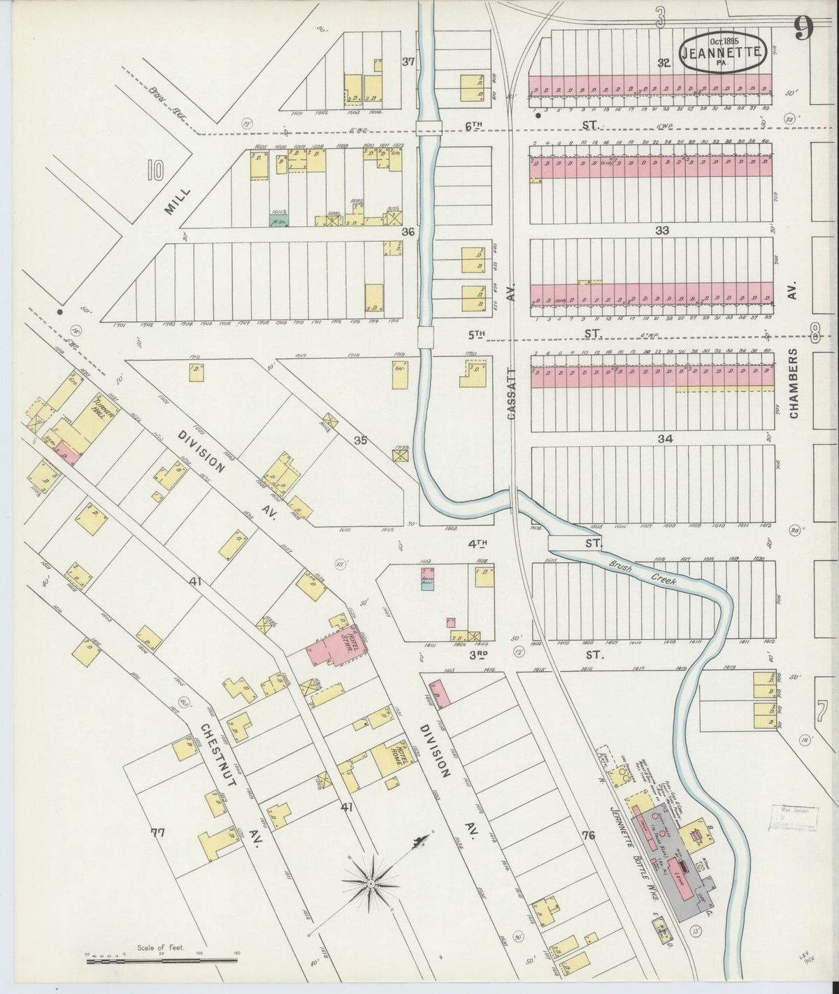 Sanborn Fire Insurance Map from Jeannette, Westmoreland County, Pennsylvania (1895), Sheet #0009 - Complete Map Set gallery image, historic Sanborn map, vintage wall art, Pennsylvania Pennsylvania