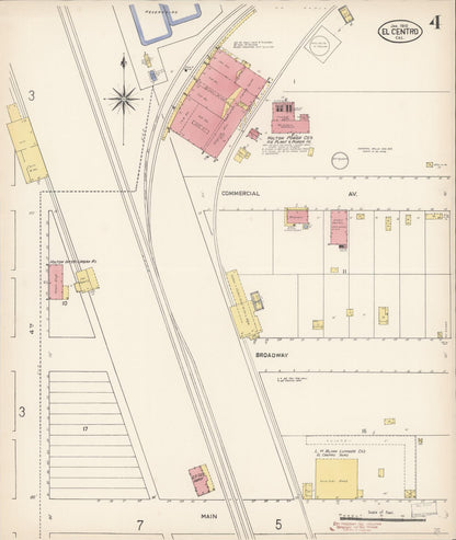 Sanborn Fire Insurance Map from El Centro, Imperial County, California (1910), Sheet #0004 - Complete Map Set gallery image, historic Sanborn map, vintage wall art, California California