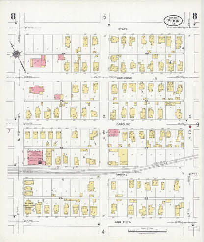Sanborn Fire Insurance Map from Pekin, Tazewell County, Illinois (1925), Sheet #0008 - Complete Map Set gallery image, historic Sanborn map, vintage wall art, Illinois Illinois