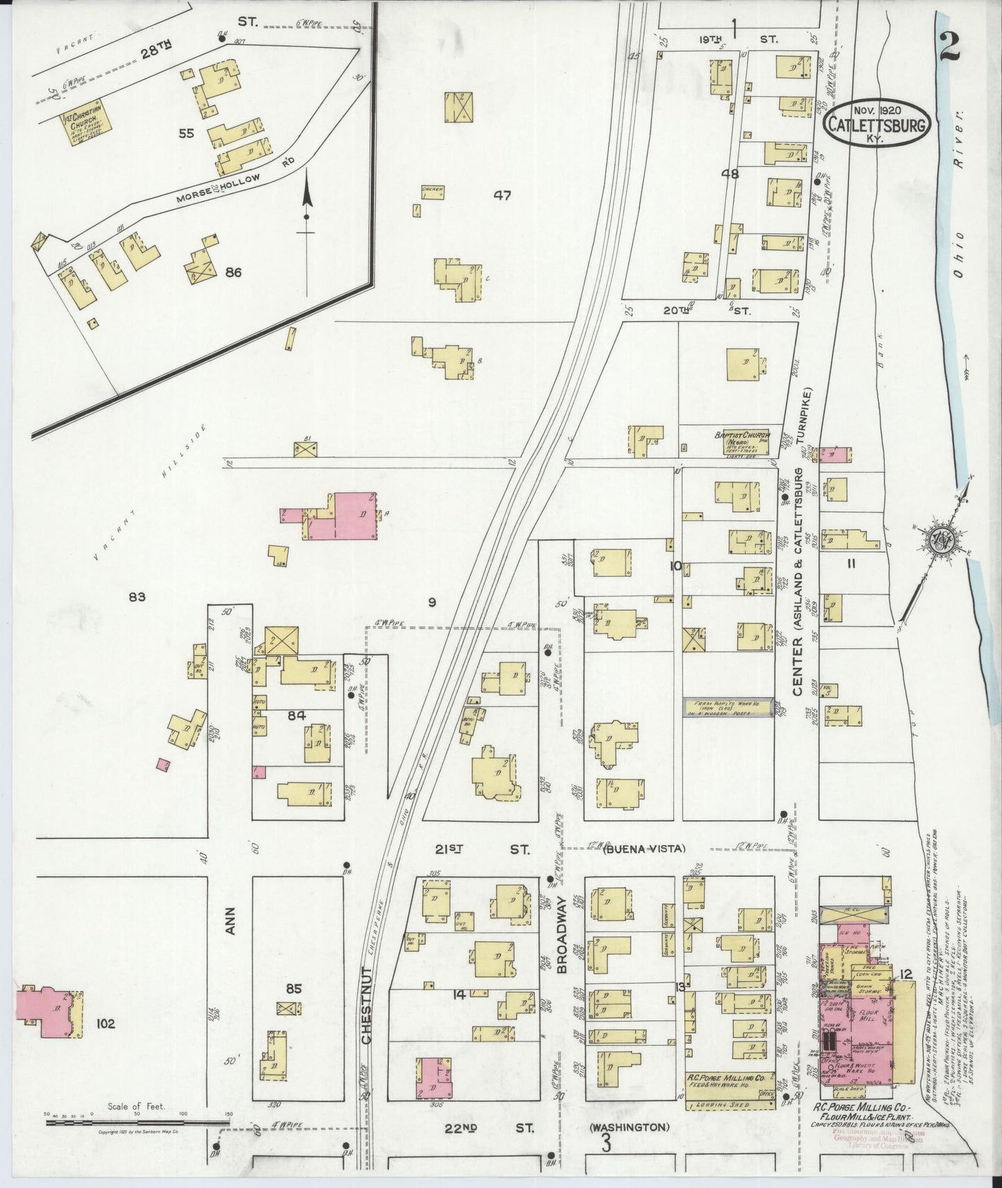 Sanborn Fire Insurance Map from Catlettsburg, Boyd County, Kentucky (1920), Sheet #0002 - Historic Sanborn Fire Insurance Map Print, vintage old map wall art, antique decor, genealogy gift, Kentucky Kentucky map