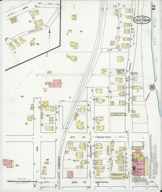Sanborn Fire Insurance Map from Catlettsburg, Boyd County, Kentucky (1920), Sheet #0002 - Historic Sanborn Fire Insurance Map Print, vintage old map wall art, antique decor, genealogy gift, Kentucky Kentucky map