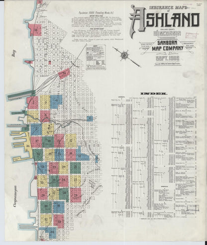 Sanborn Fire Insurance Map from Ashland, Ashland County, Wisconsin (1909), Sheet #0001 - Historic Sanborn Fire Insurance Map Print, vintage old map wall art, antique decor, genealogy gift, Wisconsin Wisconsin map