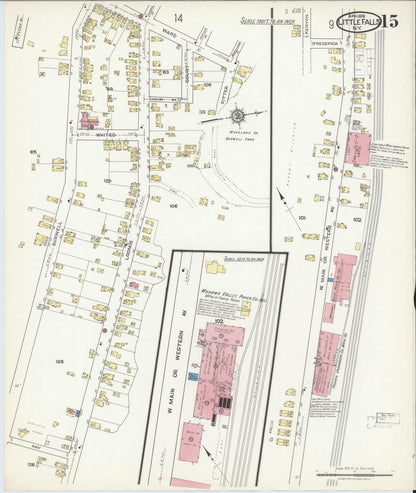 Sanborn Fire Insurance Map from Little Falls, Herkimer County, New York (1918), Sheet #0015 - Complete Map Set gallery image, historic Sanborn map, vintage wall art, New York New York