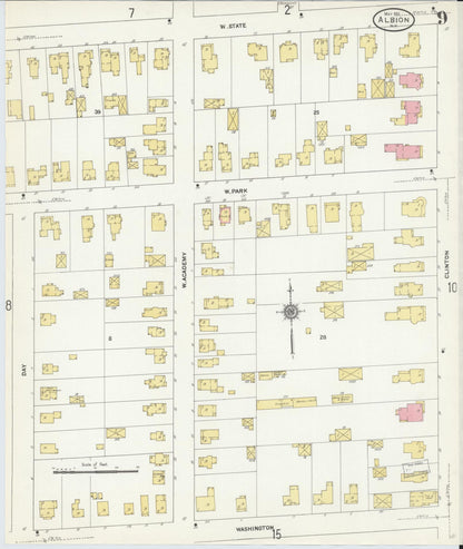 Sanborn Fire Insurance Map from Albion, Orleans County, New York (1911), Sheet #0009 - Complete Map Set gallery image, historic Sanborn map, vintage wall art, New York New York