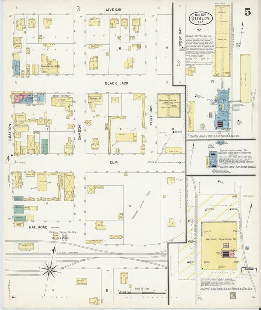 Sanborn Fire Insurance Map from Dublin, Erath County, Texas (1907), Sheet #0005 - Historic Sanborn Fire Insurance Map Print, vintage old map wall art, antique decor, genealogy gift, Texas Texas map