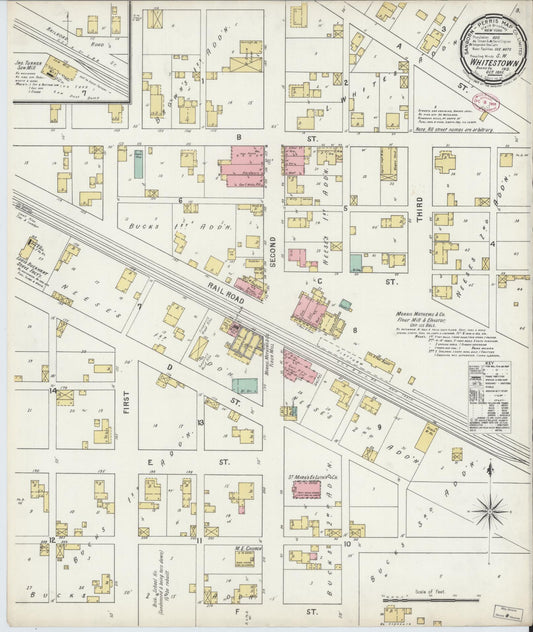 Sanborn Fire Insurance Map from Whitestown, Boone County, Indiana (1895), Sheet #0001 - Historic Sanborn Fire Insurance Map Print, vintage old map wall art, antique decor, genealogy gift, Indiana Indiana map