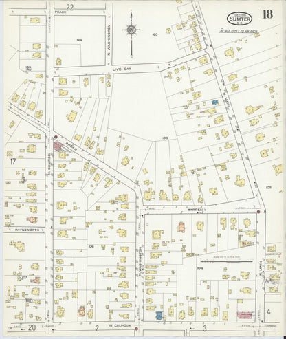Sanborn Fire Insurance Map from Sumter, Sumter County, South Carolina (1915), Sheet #0018 - Complete Map Set gallery image, historic Sanborn map, vintage wall art, South Carolina South Carolina