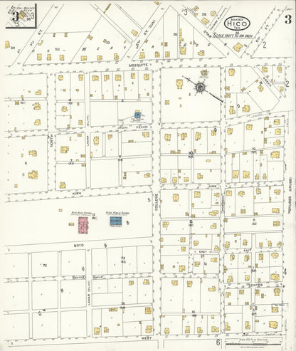 Sanborn Fire Insurance Map from Hico, Hamilton County, Texas (1923), Sheet #0003 - Historic Sanborn Fire Insurance Map Print, vintage old map wall art, antique decor, genealogy gift, Texas Texas map