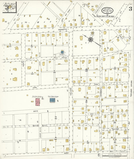 Sanborn Fire Insurance Map from Hico, Hamilton County, Texas (1923), Sheet #0003 - Historic Sanborn Fire Insurance Map Print, vintage old map wall art, antique decor, genealogy gift, Texas Texas map