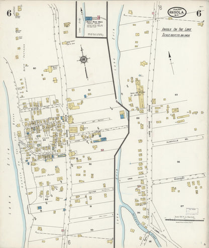 Sanborn Fire Insurance Map from Angola, Erie County, New York (1924), Sheet #0006 - Historic Sanborn Fire Insurance Map Print, vintage old map wall art, antique decor, genealogy gift, New York New York map
