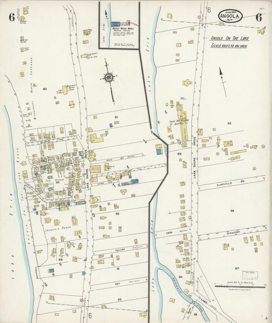 Sanborn Fire Insurance Map from Angola, Erie County, New York (1924), Sheet #0006 - Historic Sanborn Fire Insurance Map Print, vintage old map wall art, antique decor, genealogy gift, New York New York map