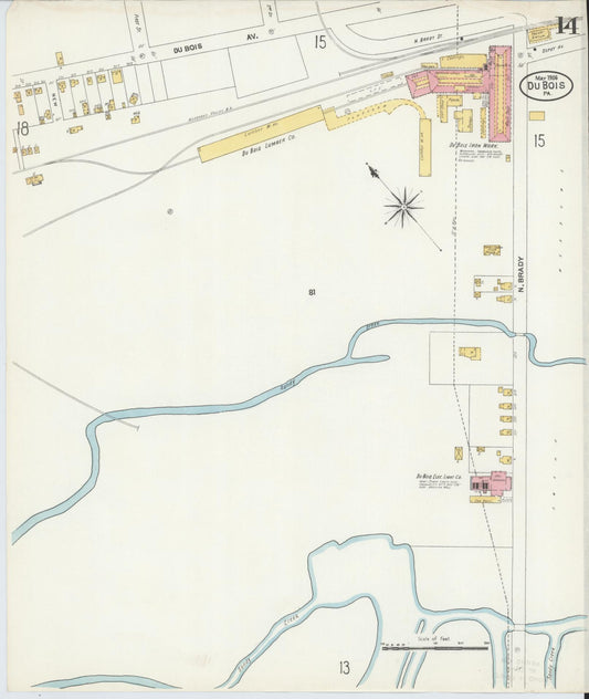 Sanborn Fire Insurance Map from Du Bois, Clearfield County, Pennsylvania (1906), Sheet #0014 - Historic Sanborn Fire Insurance Map Print, vintage old map wall art, antique decor, genealogy gift, Pennsylvania Pennsylvania map