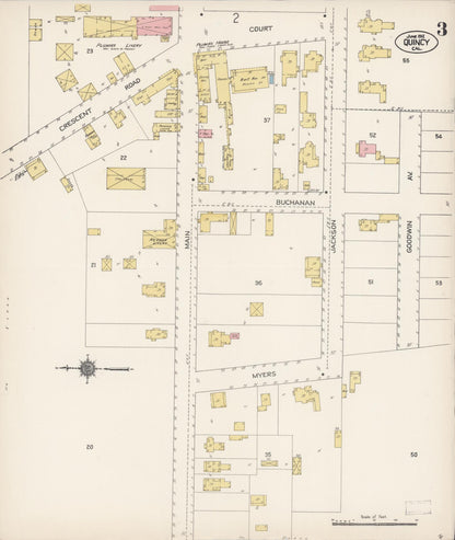 Sanborn Fire Insurance Map from Quincy, Plumas County, California (1912), Sheet #0003 - Complete Map Set gallery image, historic Sanborn map, vintage wall art, California California