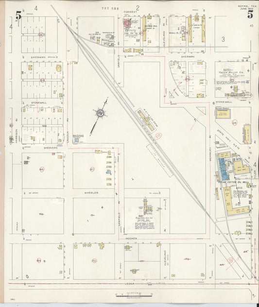 Sanborn Fire Insurance Map from Rotan, Fisher County, Texas (1940), Sheet #0005 - Historic Sanborn Fire Insurance Map Print, vintage old map wall art, antique decor, genealogy gift, Texas Texas map
