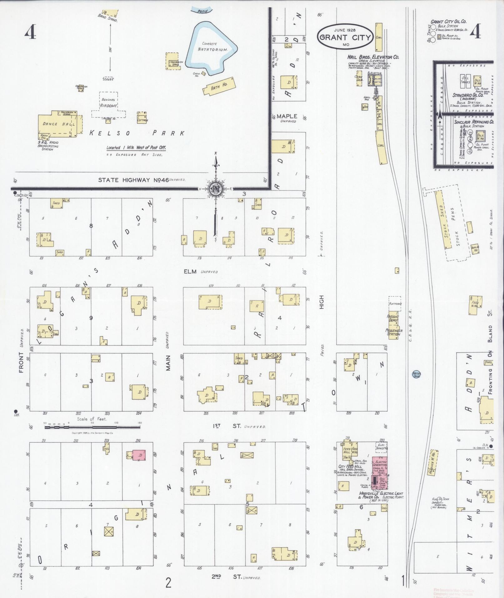 Sanborn Fire Insurance Map from Grant City, Worth County, Missouri (1928), Sheet #0004 - Complete Map Set gallery image, historic Sanborn map, vintage wall art, Missouri Missouri