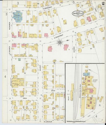Sanborn Fire Insurance Map from Barnesville, Belmont County, Ohio (1899), Sheet #0002 - Historic Sanborn Fire Insurance Map Print, vintage old map wall art, antique decor, genealogy gift, Ohio Ohio map