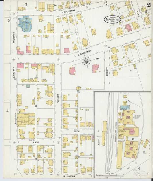 Sanborn Fire Insurance Map from Barnesville, Belmont County, Ohio (1899), Sheet #0002 - Historic Sanborn Fire Insurance Map Print, vintage old map wall art, antique decor, genealogy gift, Ohio Ohio map