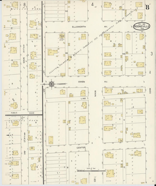 Sanborn Fire Insurance Map from Booneville, Logan County, Arkansas (1913), Sheet #0008 - Historic Sanborn Fire Insurance Map Print, vintage old map wall art, antique decor, genealogy gift, Arkansas Arkansas map