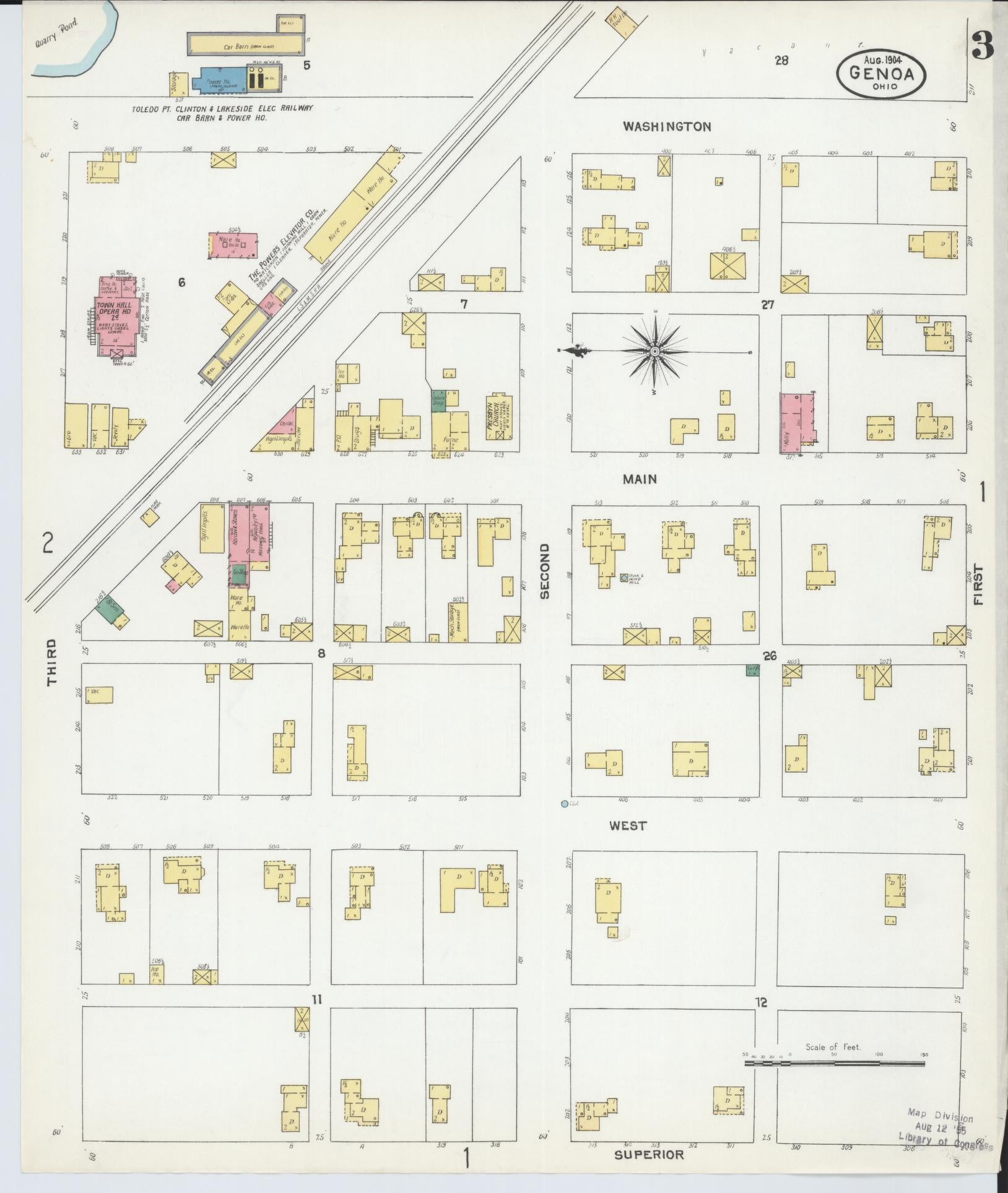 Sanborn Fire Insurance Map from Genoa, Ottawa County, Ohio (1904), Sheet #0003 - Historic Sanborn Fire Insurance Map Print, vintage old map wall art, antique decor, genealogy gift, Ohio Ohio map