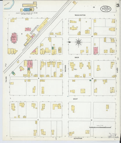 Sanborn Fire Insurance Map from Genoa, Ottawa County, Ohio (1904), Sheet #0003 - Historic Sanborn Fire Insurance Map Print, vintage old map wall art, antique decor, genealogy gift, Ohio Ohio map