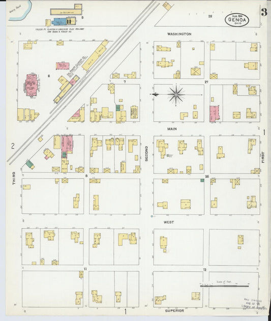 Sanborn Fire Insurance Map from Genoa, Ottawa County, Ohio (1904), Sheet #0003 - Historic Sanborn Fire Insurance Map Print, vintage old map wall art, antique decor, genealogy gift, Ohio Ohio map