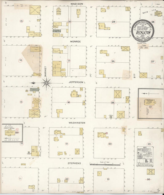 Sanborn Fire Insurance Map from Bickleton, Klickitat County, Washington (1915), Sheet #0001 - Historic Sanborn Fire Insurance Map Print, vintage old map wall art, antique decor, genealogy gift, Washington Washington map