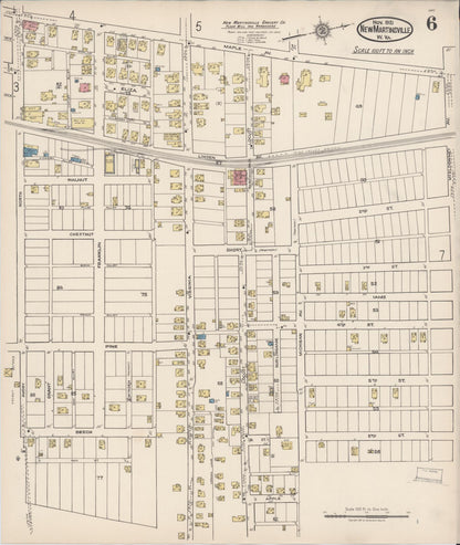 Sanborn Fire Insurance Map from New Martinsville, Wetzel County, West Virginia (1921), Sheet #0006 - Complete Map Set gallery image, historic Sanborn map, vintage wall art, West Virginia West Virginia