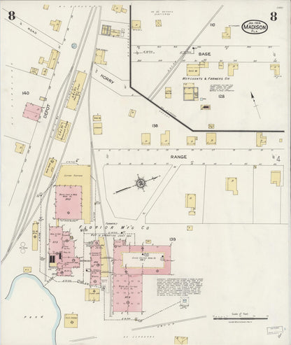 Sanborn Fire Insurance Map from Madison, Madison County, Florida (1924), Sheet #0008 - Historic Sanborn Fire Insurance Map Print, vintage old map wall art, antique decor, genealogy gift, Florida Florida map