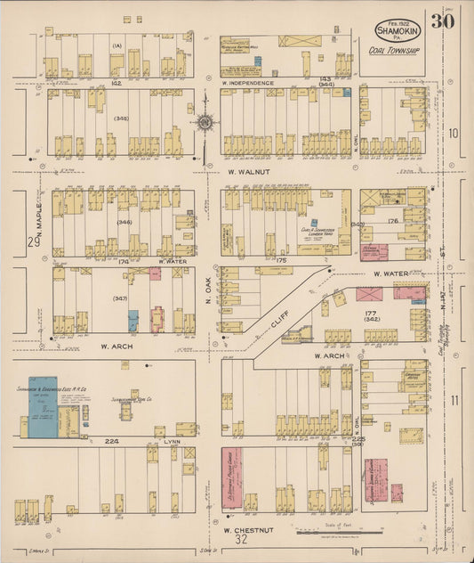 Sanborn Fire Insurance Map from Shamokin, Northumberland County, Pennsylvania (1922), Sheet #0030 - Historic Sanborn Fire Insurance Map Print, vintage old map wall art, antique decor, genealogy gift, Pennsylvania Pennsylvania map