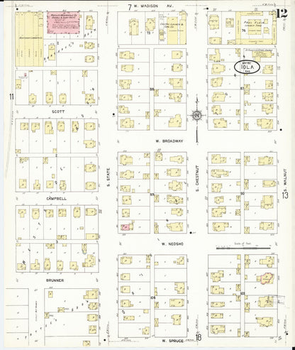 Sanborn Fire Insurance Map from Iola, Allen County, Kansas (1912), Sheet #0012 - Complete Map Set gallery image, historic Sanborn map, vintage wall art, Kansas Kansas