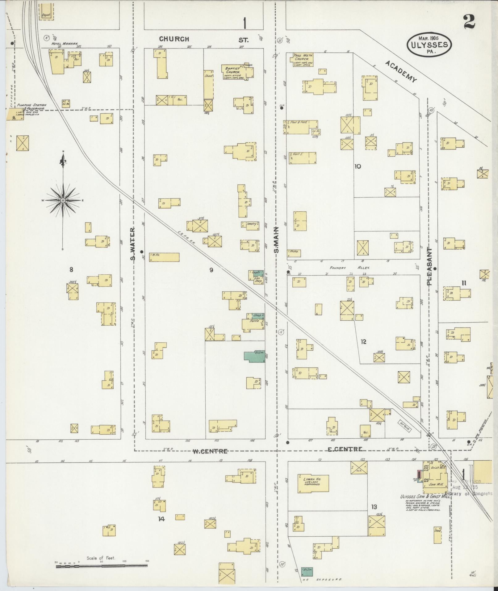 Sanborn Fire Insurance Map from Ulysses, Potter County, Pennsylvania (1905), Sheet #0002 - Complete Map Set gallery image, historic Sanborn map, vintage wall art, Pennsylvania Pennsylvania