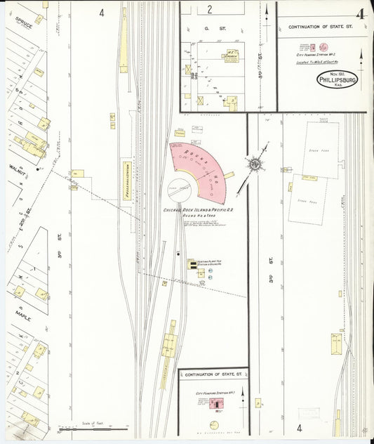 Sanborn Fire Insurance Map from Phillipsburg, Phillips County, Kansas (1911), Sheet #0004 - Historic Sanborn Fire Insurance Map Print, vintage old map wall art, antique decor, genealogy gift, Kansas Kansas map