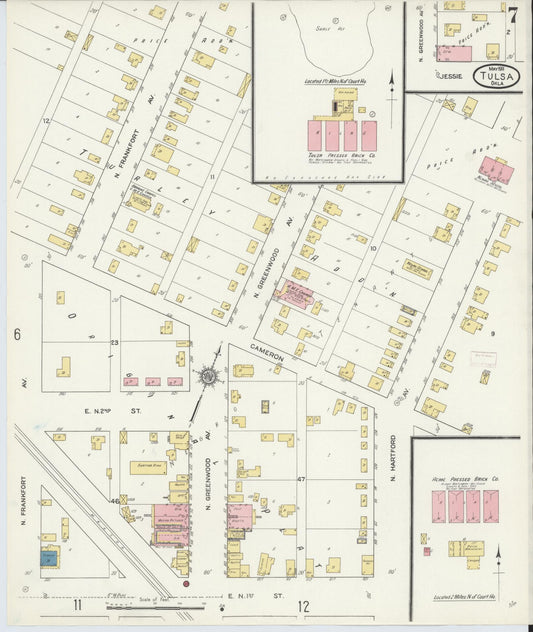 Sanborn Fire Insurance Map from Tulsa, Tulsa County, Oklahoma (1911), Sheet #0007 - Historic Sanborn Fire Insurance Map Print, vintage old map wall art, antique decor, genealogy gift, Oklahoma Oklahoma map