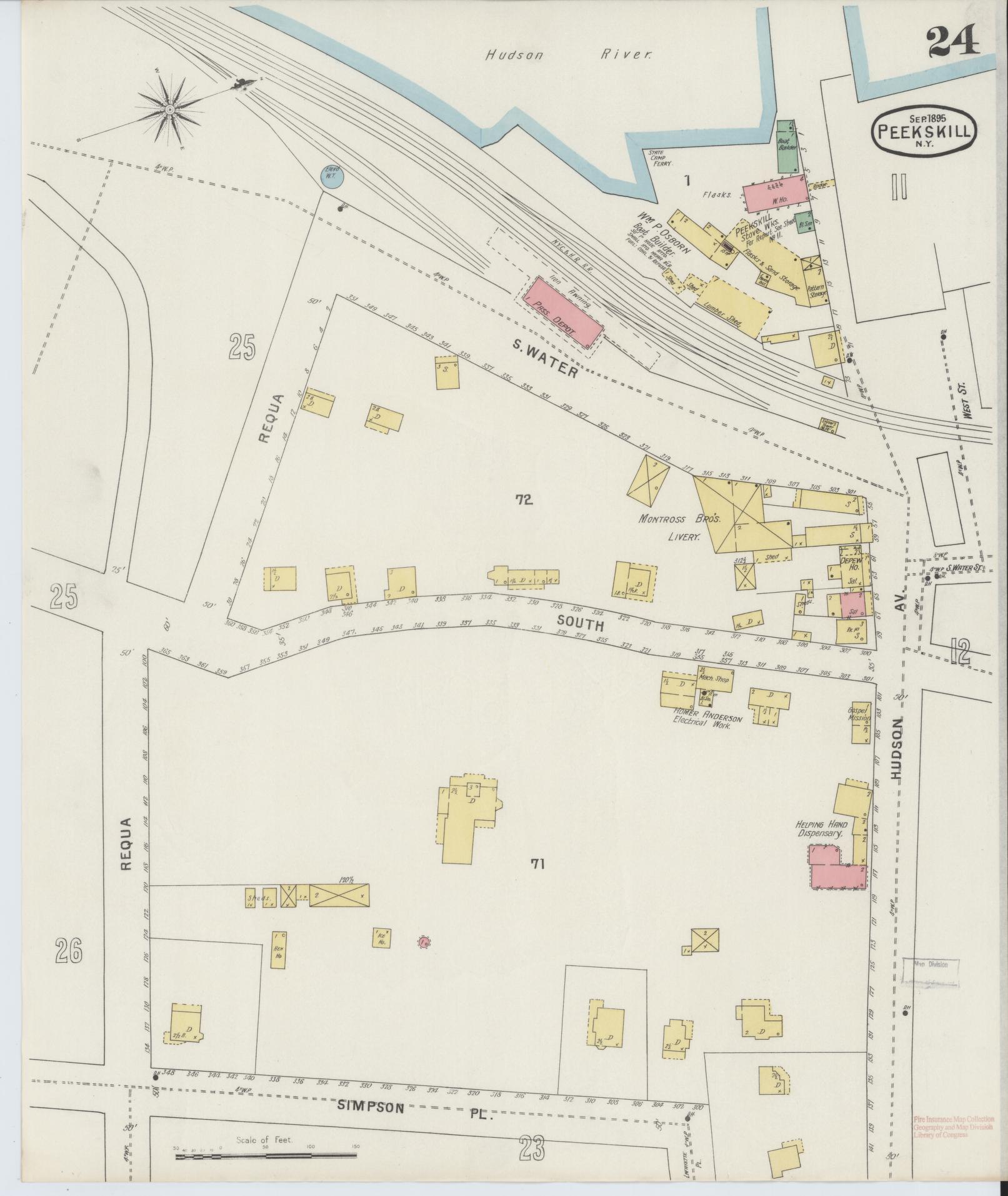 Sanborn Fire Insurance Map from Peekskill, Westchester County, New York (1895), Sheet #0024 - Complete Map Set gallery image, historic Sanborn map, vintage wall art, New York New York
