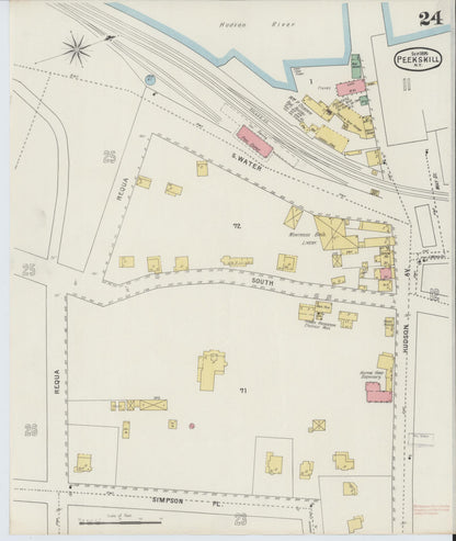 Sanborn Fire Insurance Map from Peekskill, Westchester County, New York (1895), Sheet #0024 - Complete Map Set gallery image, historic Sanborn map, vintage wall art, New York New York