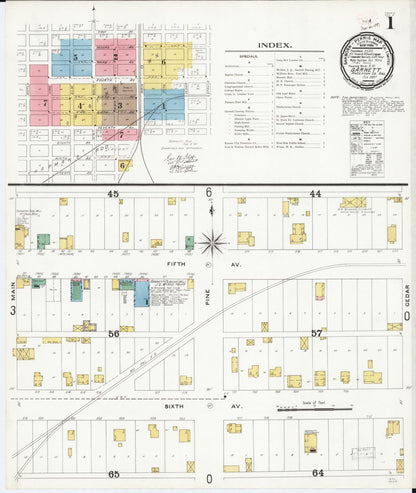 Sanborn Fire Insurance Map from Garnett, Anderson County, Kansas (1897), Sheet #0001 - Complete Map Set gallery image, historic Sanborn map, vintage wall art, Kansas Kansas