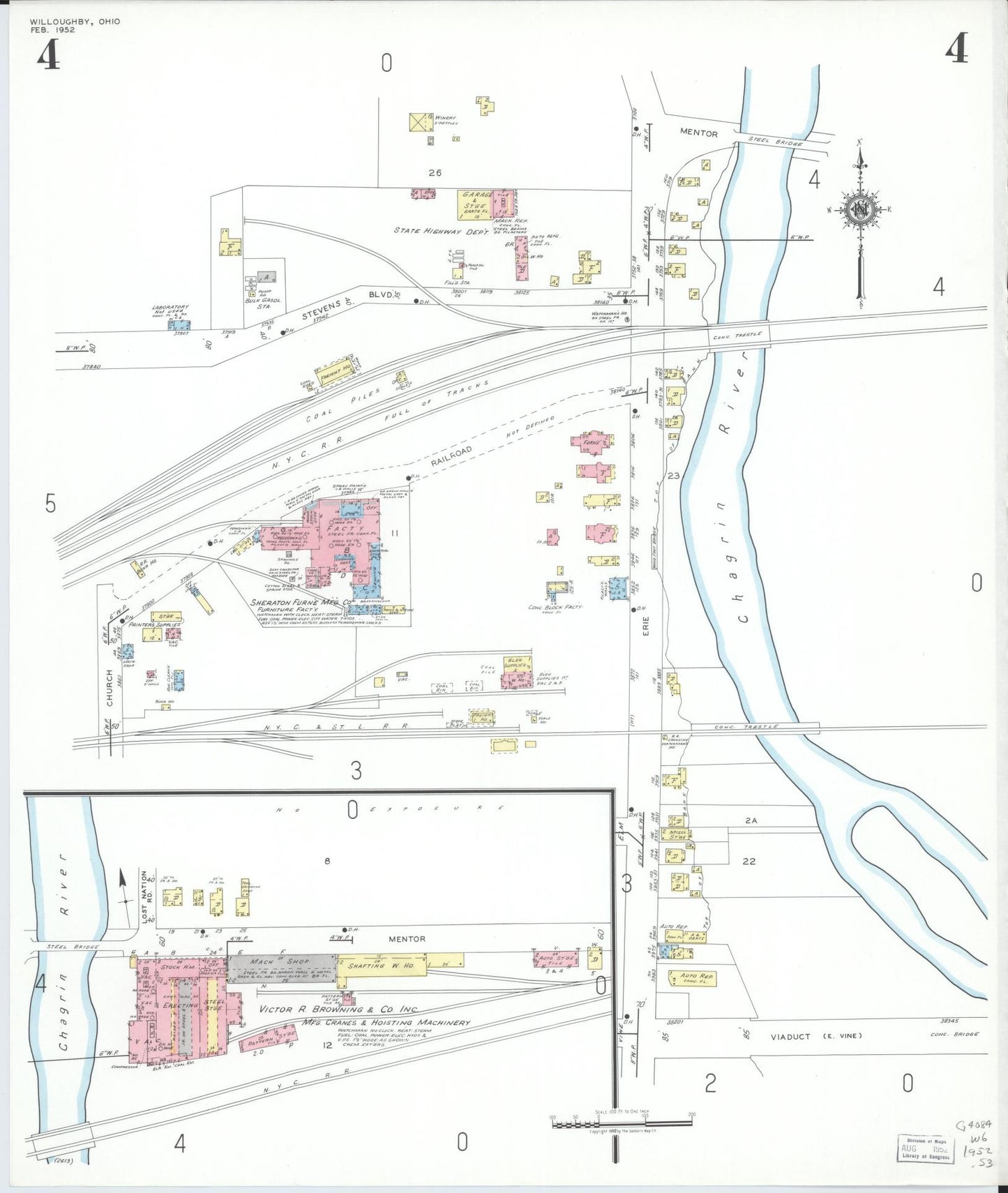 Sanborn Fire Insurance Map from Willoughby, Lake County, Ohio (1952), Sheet #0004 - Complete Map Set gallery image, historic Sanborn map, vintage wall art, Ohio Ohio