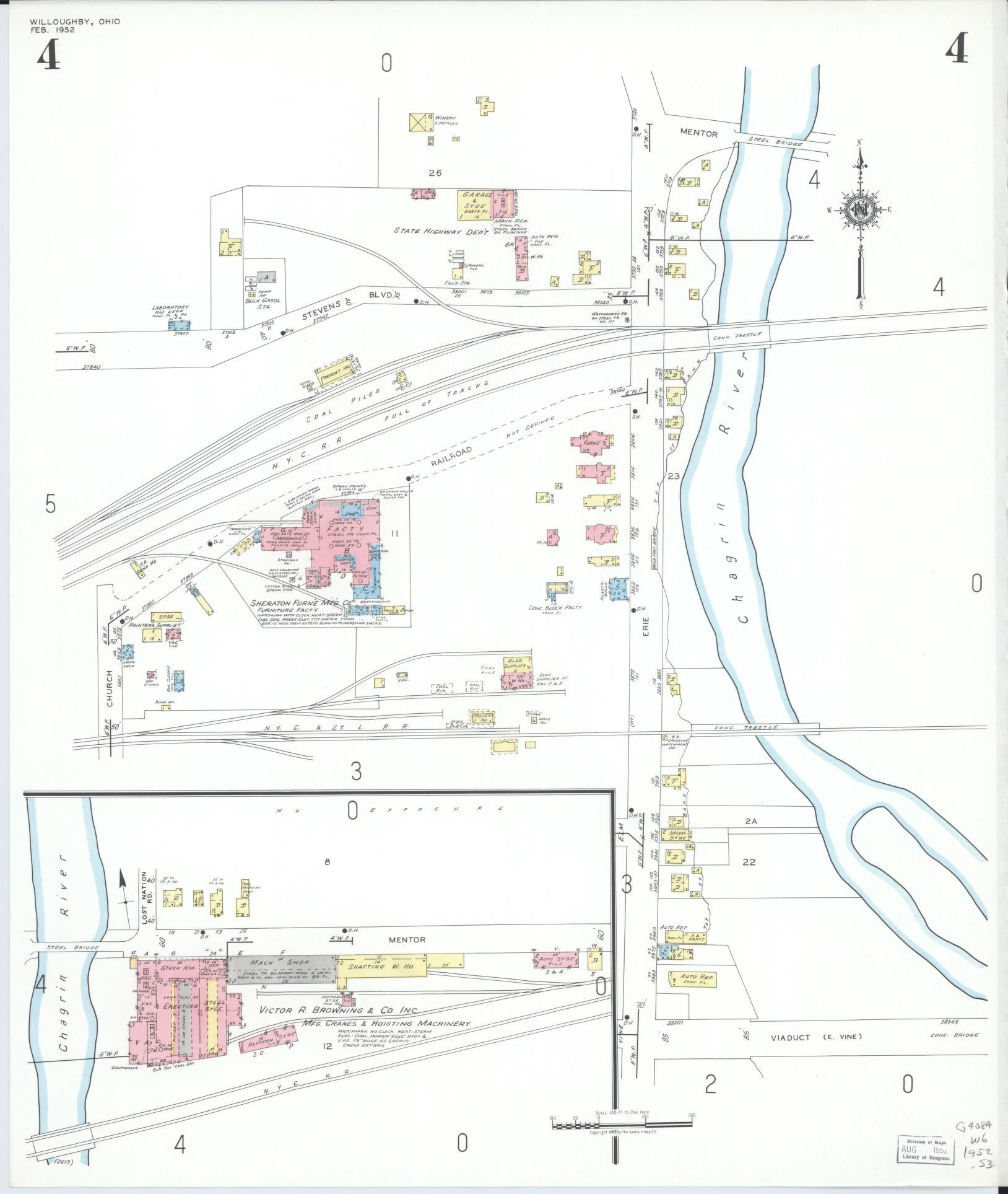 Sanborn Fire Insurance Map from Willoughby, Lake County, Ohio (1952), Sheet #0004 - Complete Map Set gallery image, historic Sanborn map, vintage wall art, Ohio Ohio