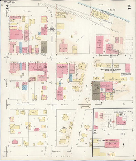 Sanborn Fire Insurance Map from Kewaunee, Kewaunee County, Wisconsin (1941), Sheet #0002 - Historic Sanborn Fire Insurance Map Print, vintage old map wall art, antique decor, genealogy gift, Wisconsin Wisconsin map