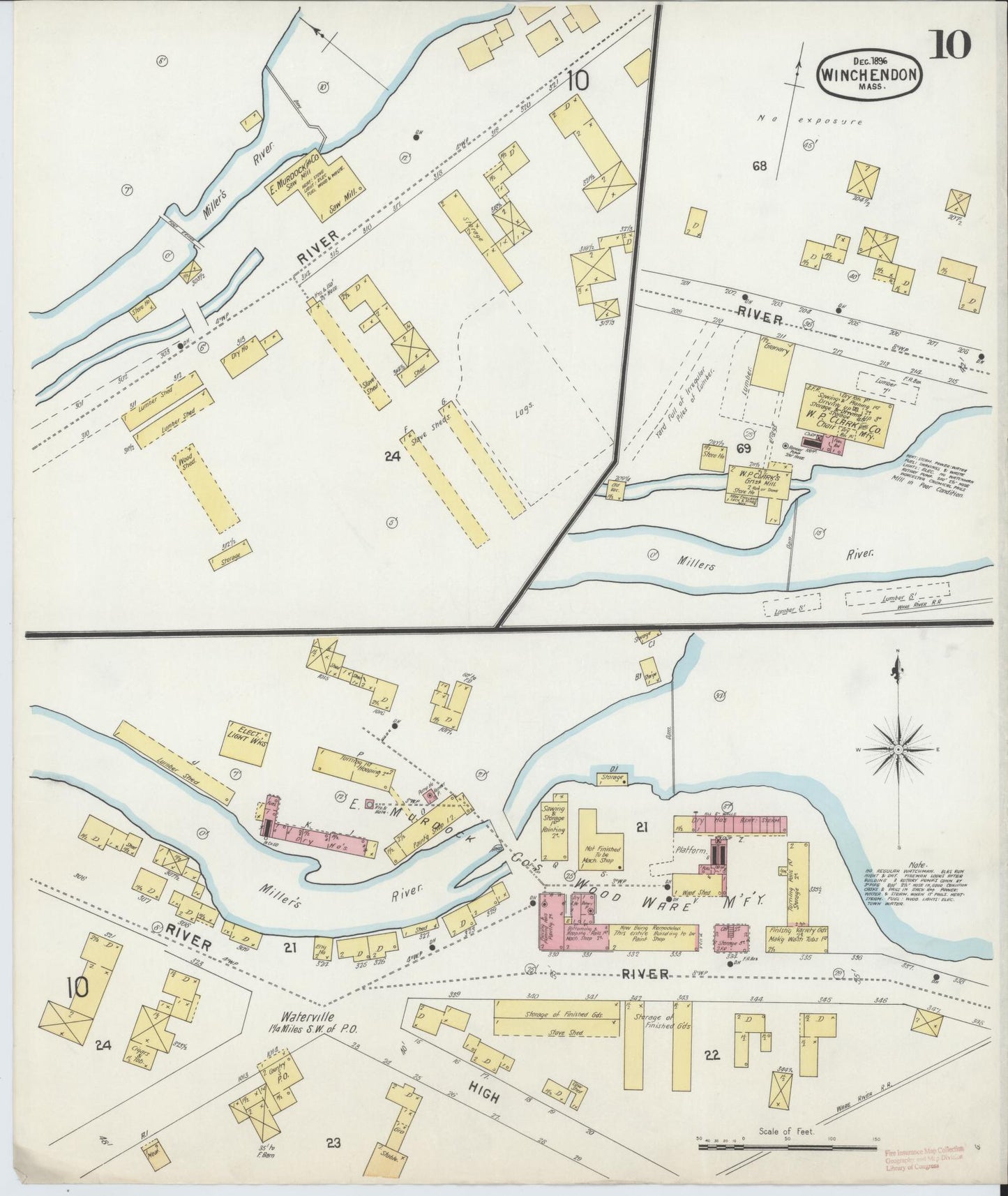 Sanborn Fire Insurance Map from Winchendon, Worcester County, Massachusetts (1896), Sheet #0010 - Complete Map Set gallery image, historic Sanborn map, vintage wall art, Massachusetts Massachusetts