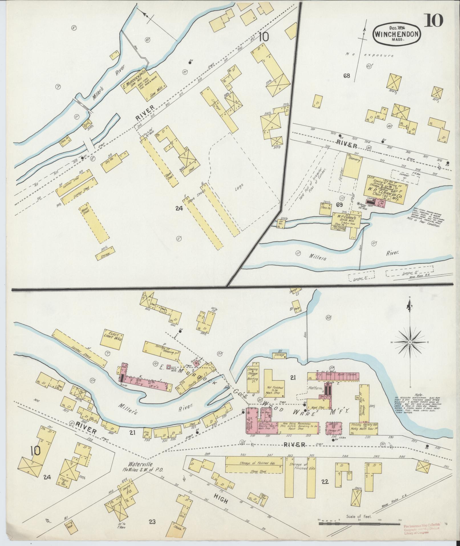 Sanborn Fire Insurance Map from Winchendon, Worcester County, Massachusetts (1896), Sheet #0010 - Complete Map Set gallery image, historic Sanborn map, vintage wall art, Massachusetts Massachusetts