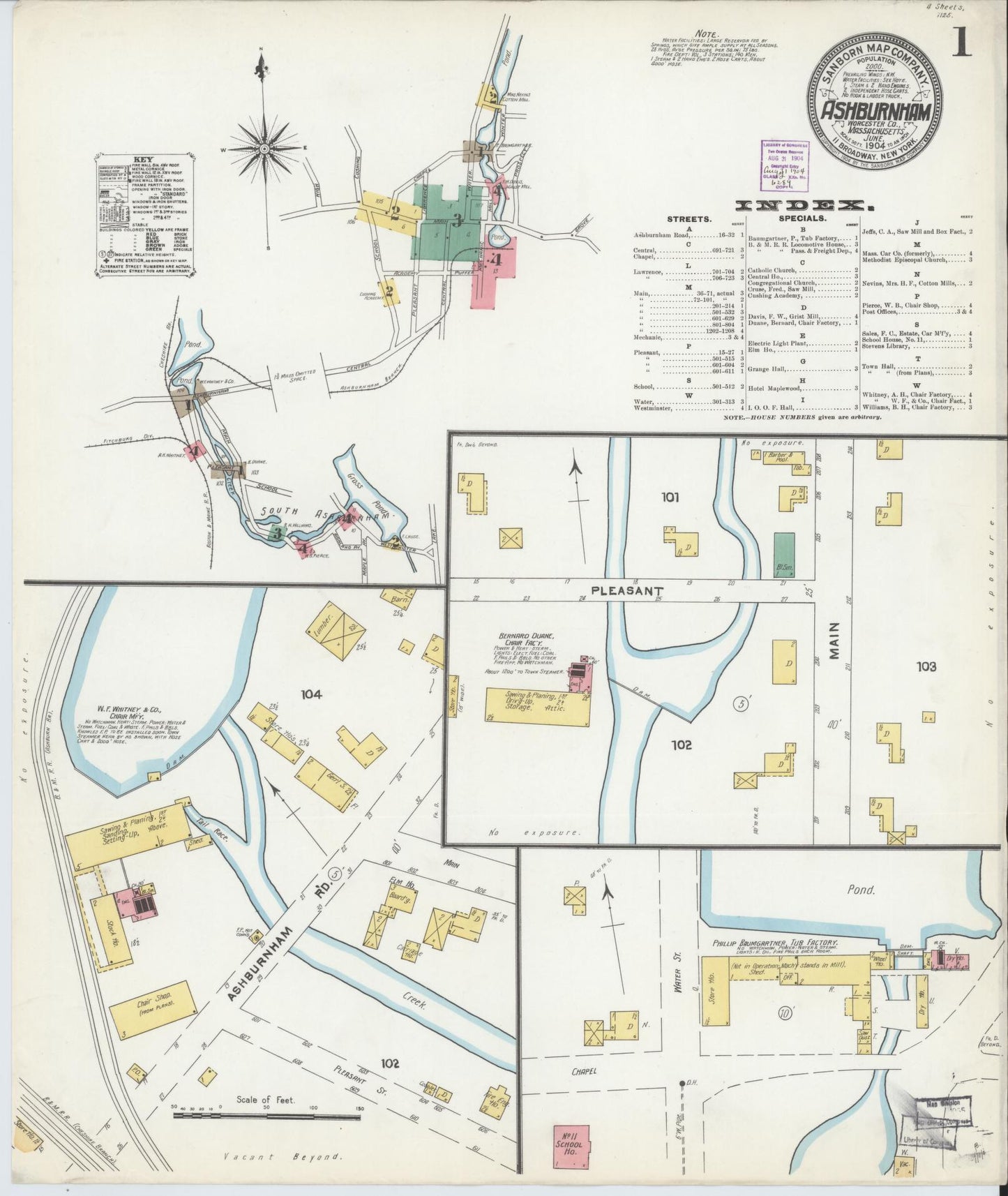 Sanborn Fire Insurance Map from Ashburnham, Worcester County, Massachusetts. (1904) – Historic Sanborn Fire Insurance Map Print