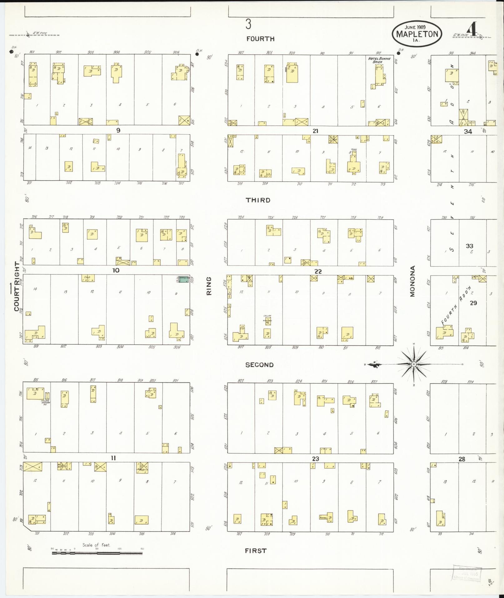 Sanborn Fire Insurance Map from Mapleton, Monona County, Iowa (1909), Sheet #0004 - Historic Sanborn Fire Insurance Map Print, vintage old map wall art
