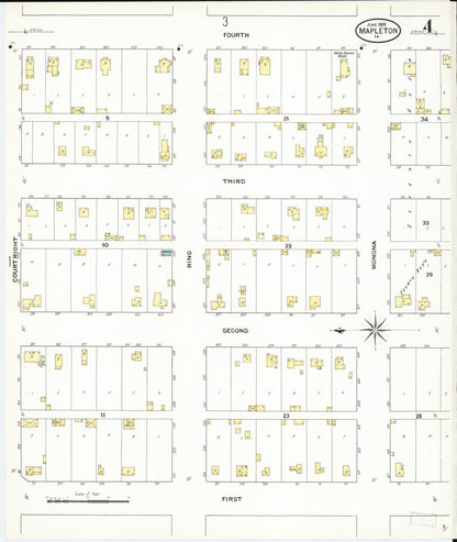 Sanborn Fire Insurance Map from Mapleton, Monona County, Iowa (1909), Sheet #0004 - Historic Sanborn Fire Insurance Map Print, vintage old map wall art