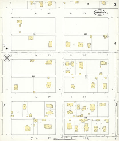 Sanborn Fire Insurance Map from Ellensburg, Kittitas County, Washington (1909), Sheet #0003 - Complete Map Set gallery image, historic Sanborn map, vintage wall art, Washington Washington