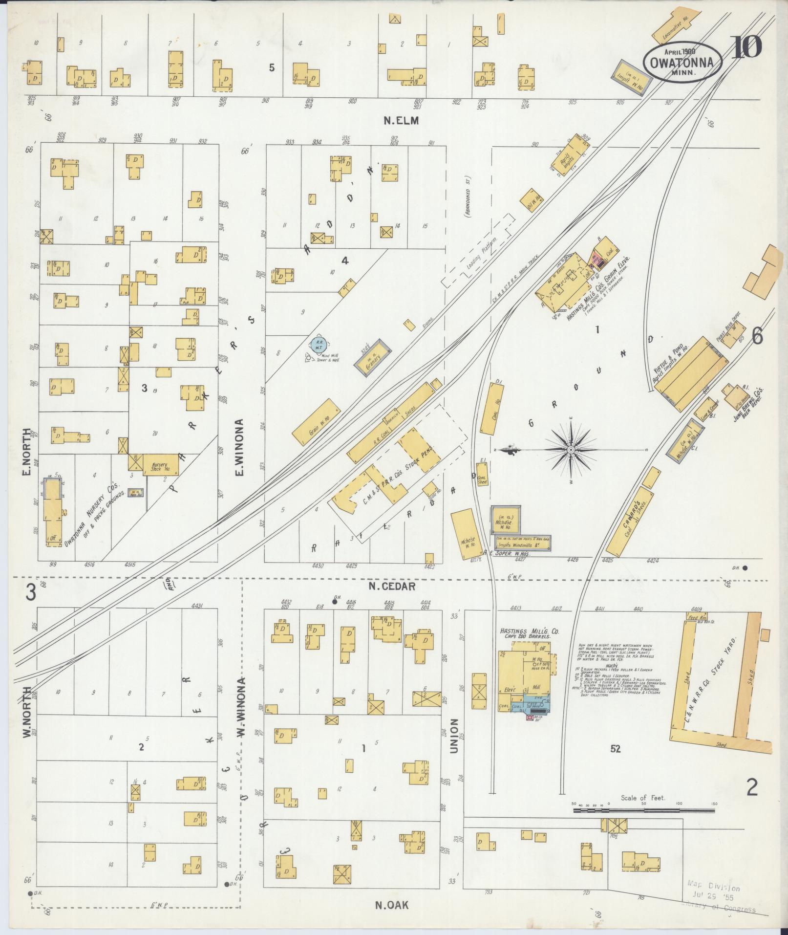 Sanborn Fire Insurance Map from Owatonna, Steele County, Minnesota (1900), Sheet #0010 - Historic Sanborn Fire Insurance Map Print, vintage old map wall art, antique decor, genealogy gift, Minnesota Minnesota map